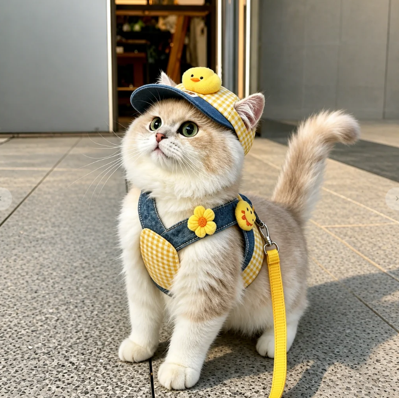 Pet Harness and Leash Sets with Hat Options